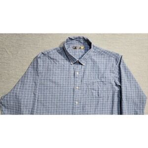 Cremieux Performance Blue Plaid Button Down Shirt Long Sleeve Size XXL